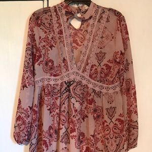 Pink deep v neck maxi dress